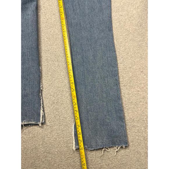 Zara Straight High Rise Jeans Womens 2 Denim Distressed Mid Wash Minimalist - Picture 4 of 12